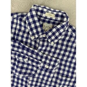 J Crew Shirt Mens Small Blue Gingham Check Baird McNutt Irish Linen Slim NEW